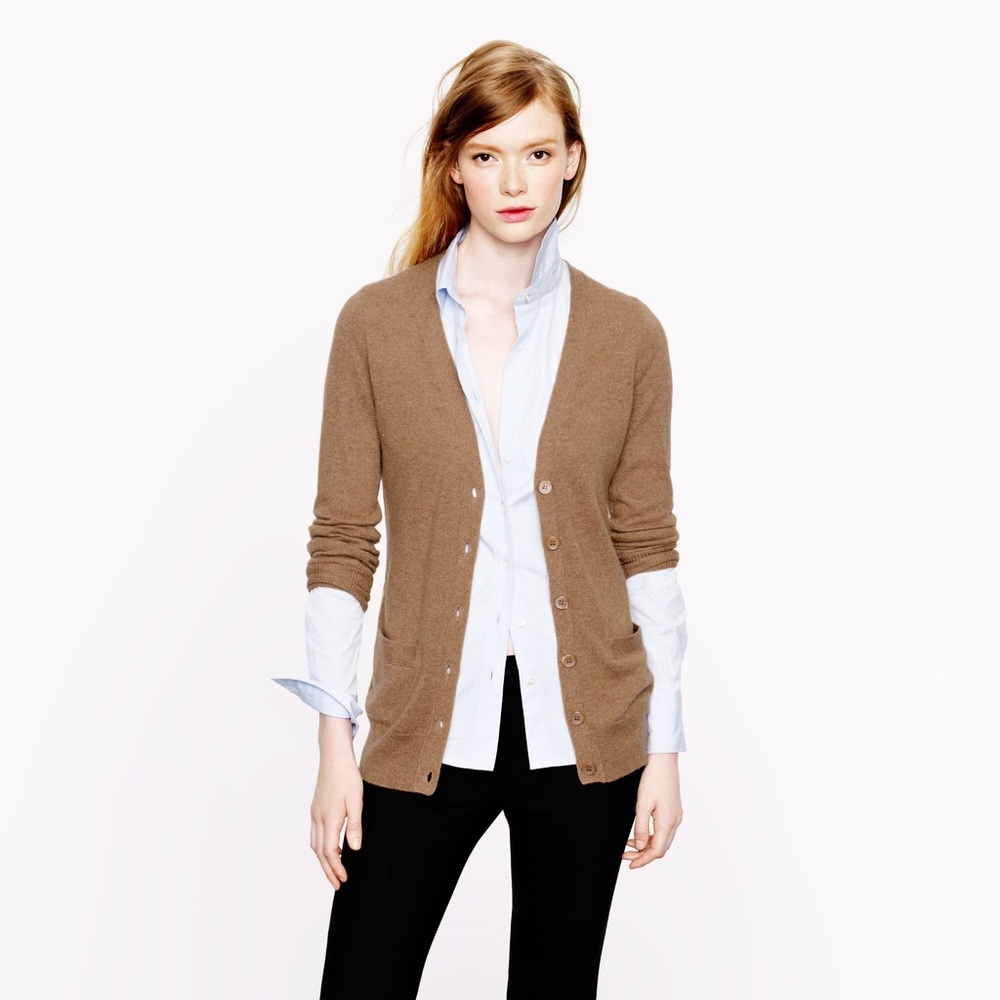 J crew Camel Cashmere Cardigan
